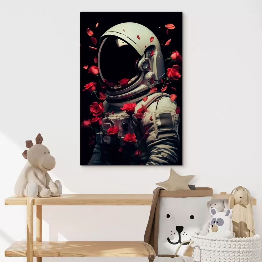 murales Retrato surrealista de un astronauta con traje espacial blanco. s48113