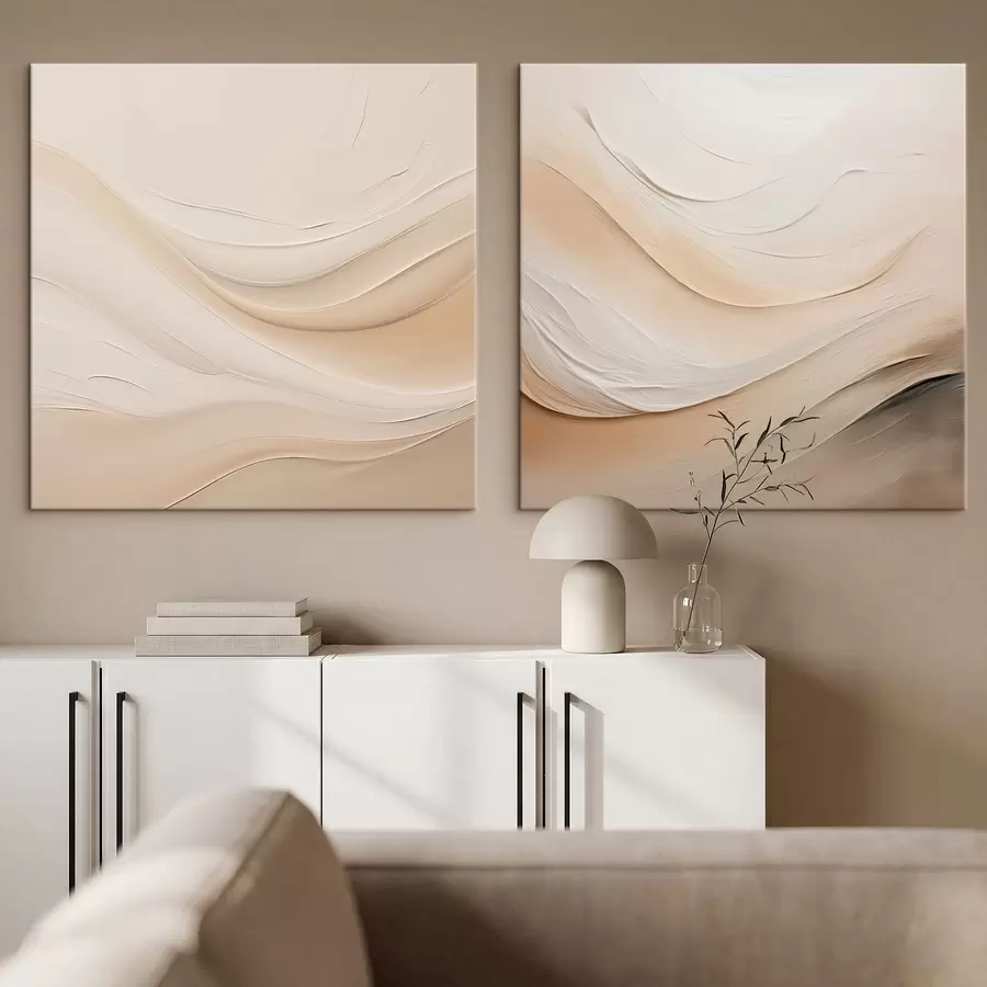 wall murals Abstract waves in beige tones m30101
