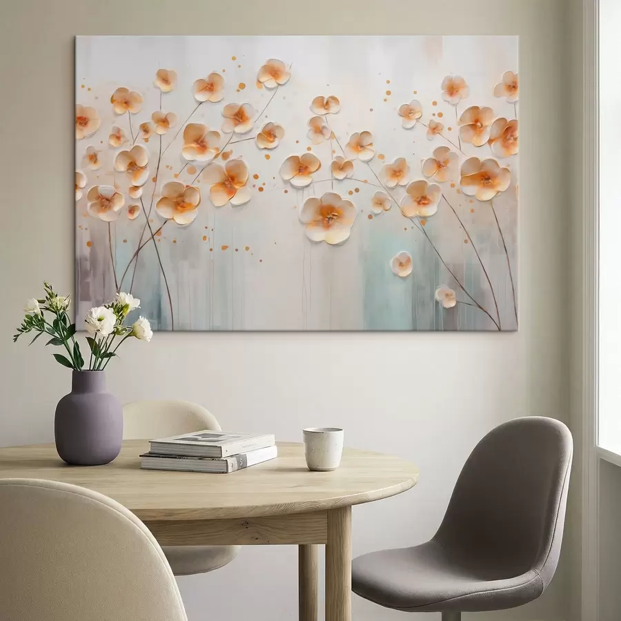 murales Flores claras con toques naranjas s48087