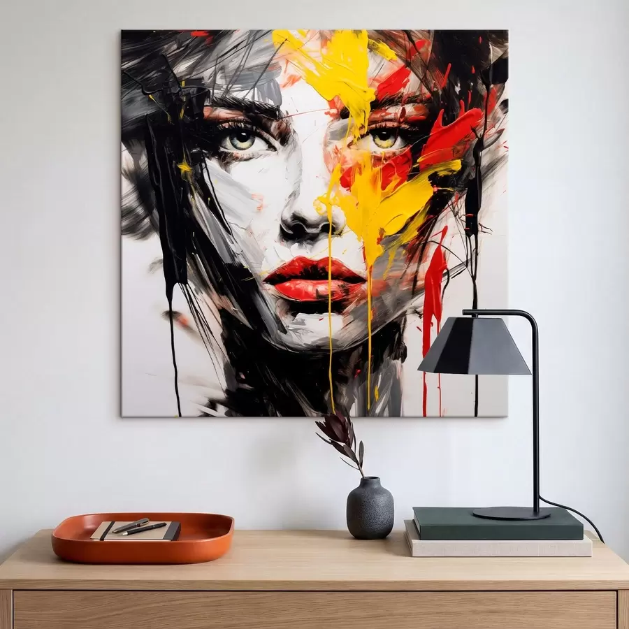 murales Retrato de mujer con pinceladas audaces s48088