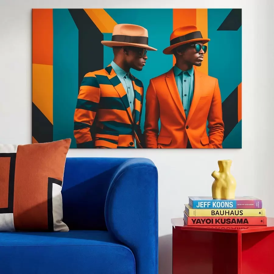 murales Dos hombres con trajes brillantes y sombreros. s48091