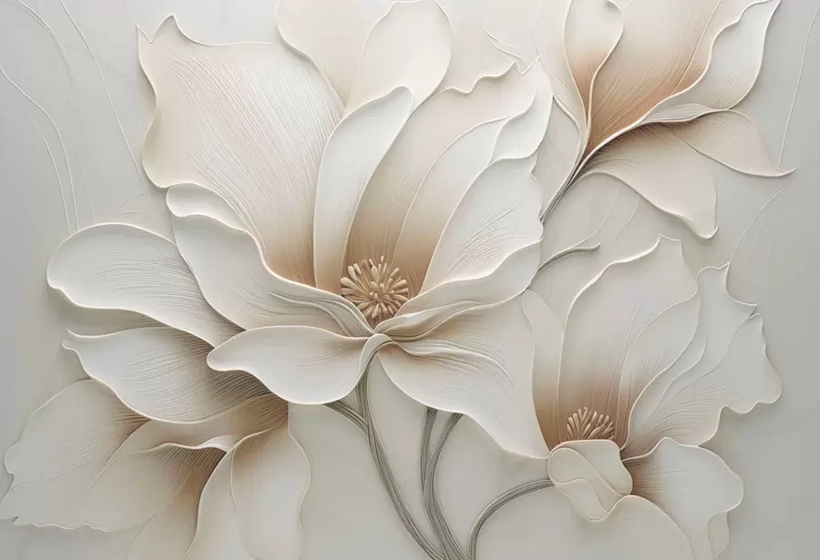 murais de parede Close-up de relevo de flor bege em relevo w05269