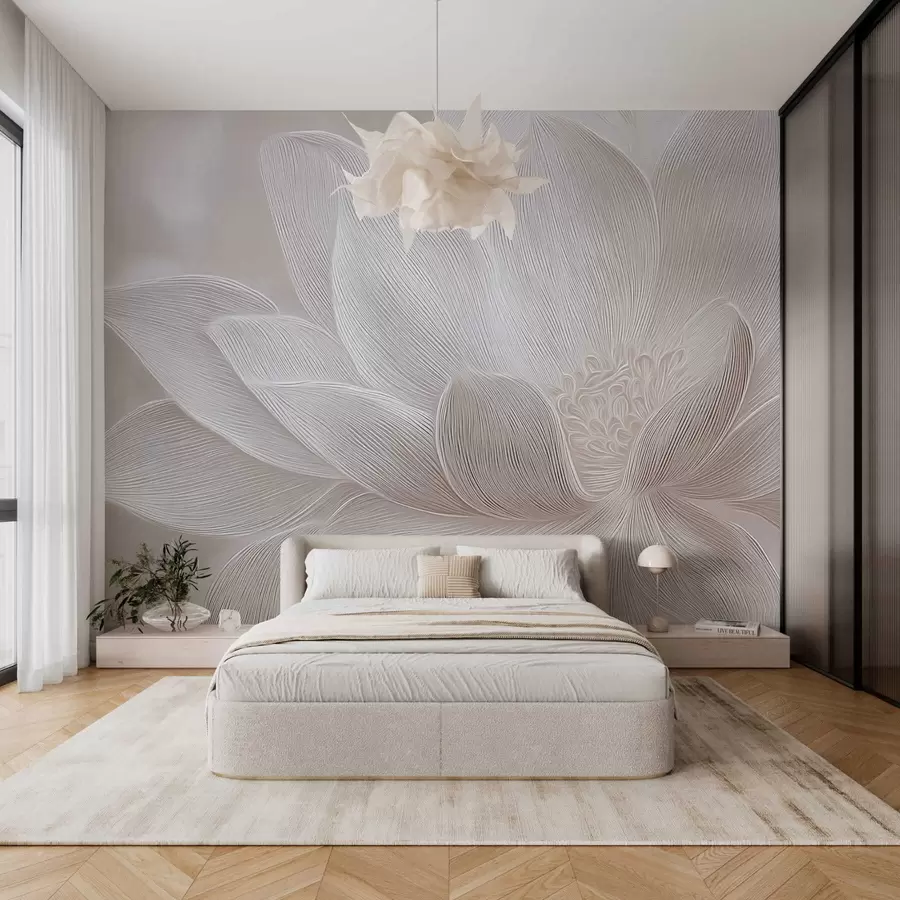 Wall Mural Photo Wallpaper Abstract flowing waves in light beige tones w05266