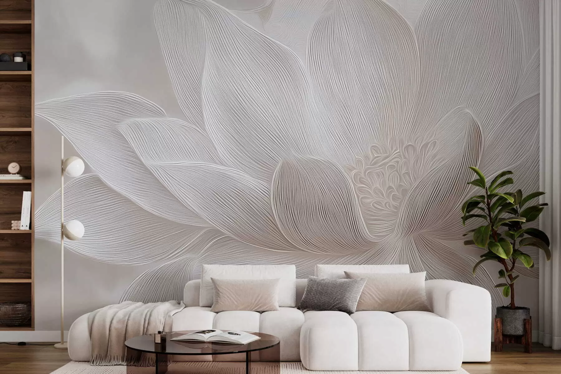 murales Olas abstractas fluidas en tonos beige claro. w05266
