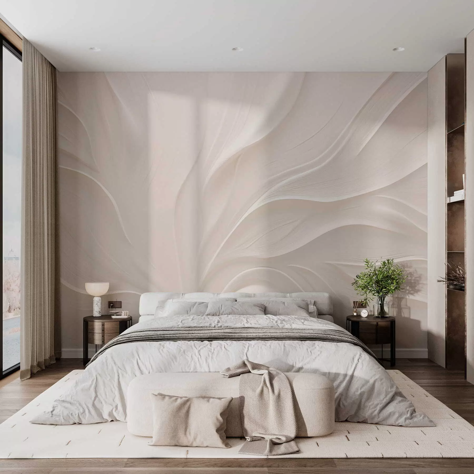 wall murals Delicate translucent leaves on a branch w05267