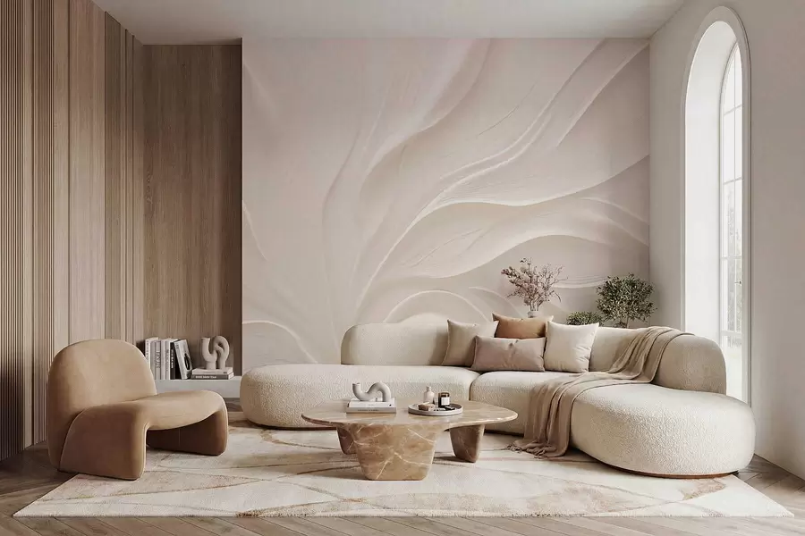 wall murals Delicate translucent leaves on a branch w05267