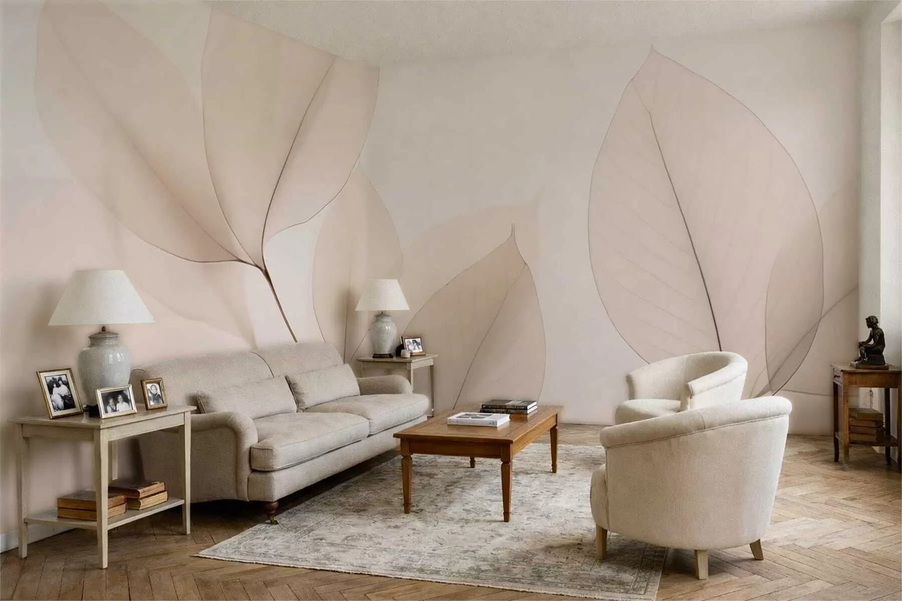 peintures murales Fleur blanche avec une ligne fine w05268