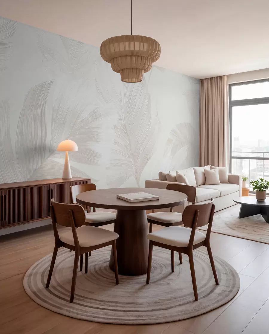 wall murals Soft ivory feathers in milky beige tones w09563