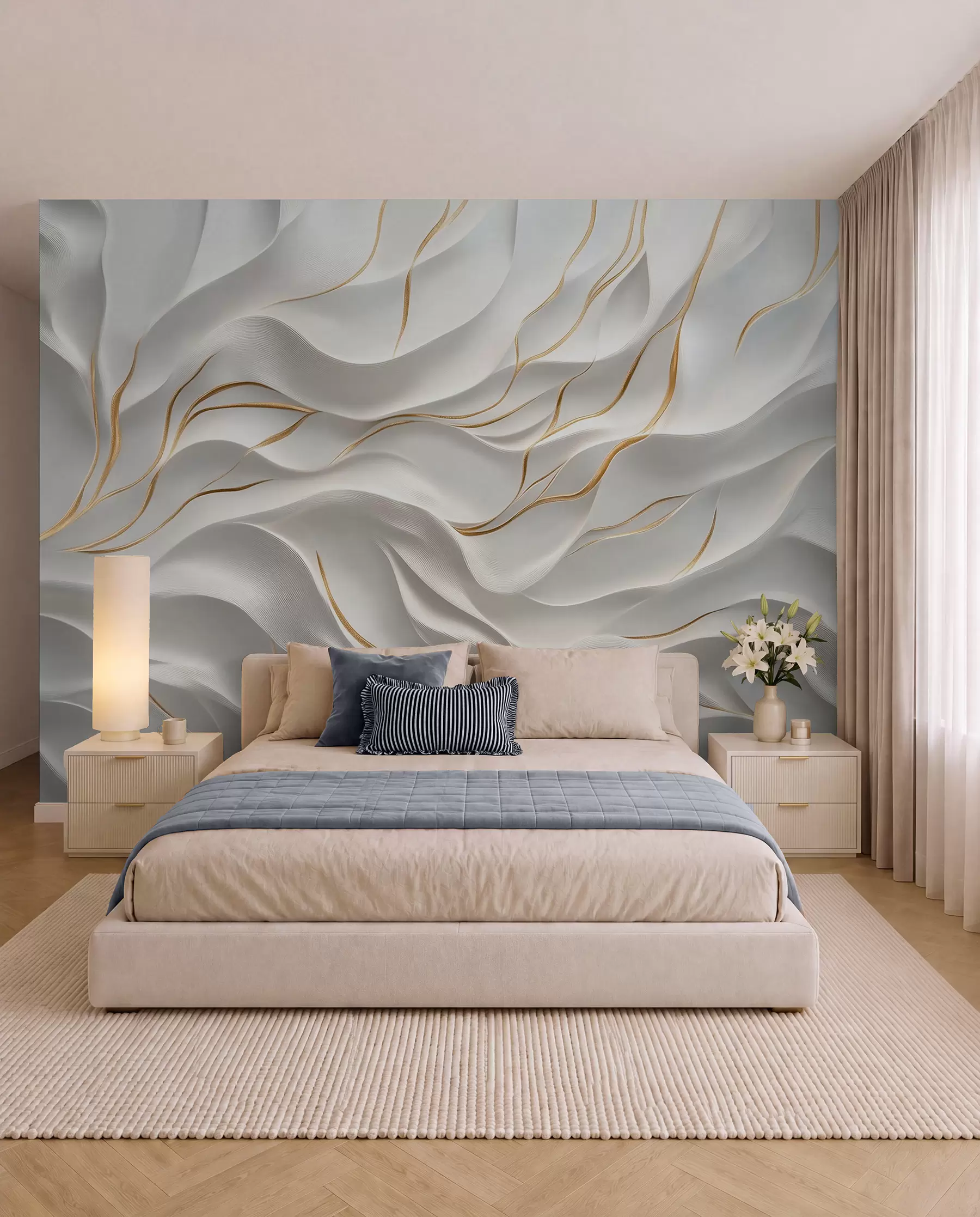 peintures murales Ondulations dorées w09724