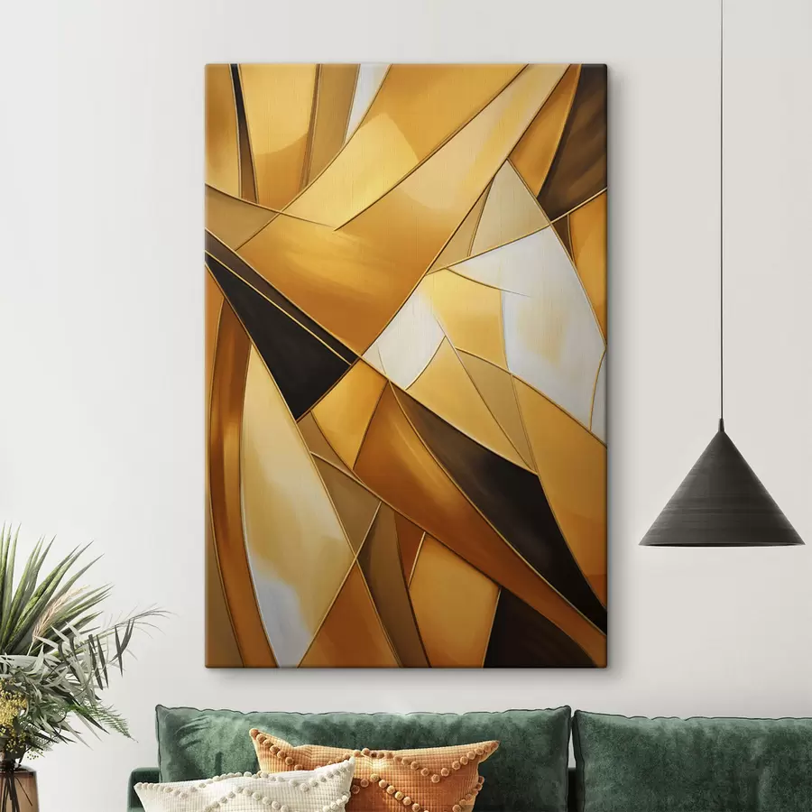 murales Formas geométricas abstractas en tonos naranjas, marrones y blancos con contornos finos sobre un fondo texturizado. s47863