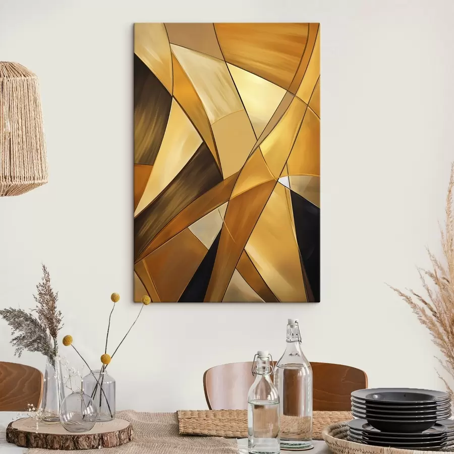 murales Formas geométricas abstractas en tonos naranjas, marrones y blancos con contornos finos sobre un fondo texturizado. s47864