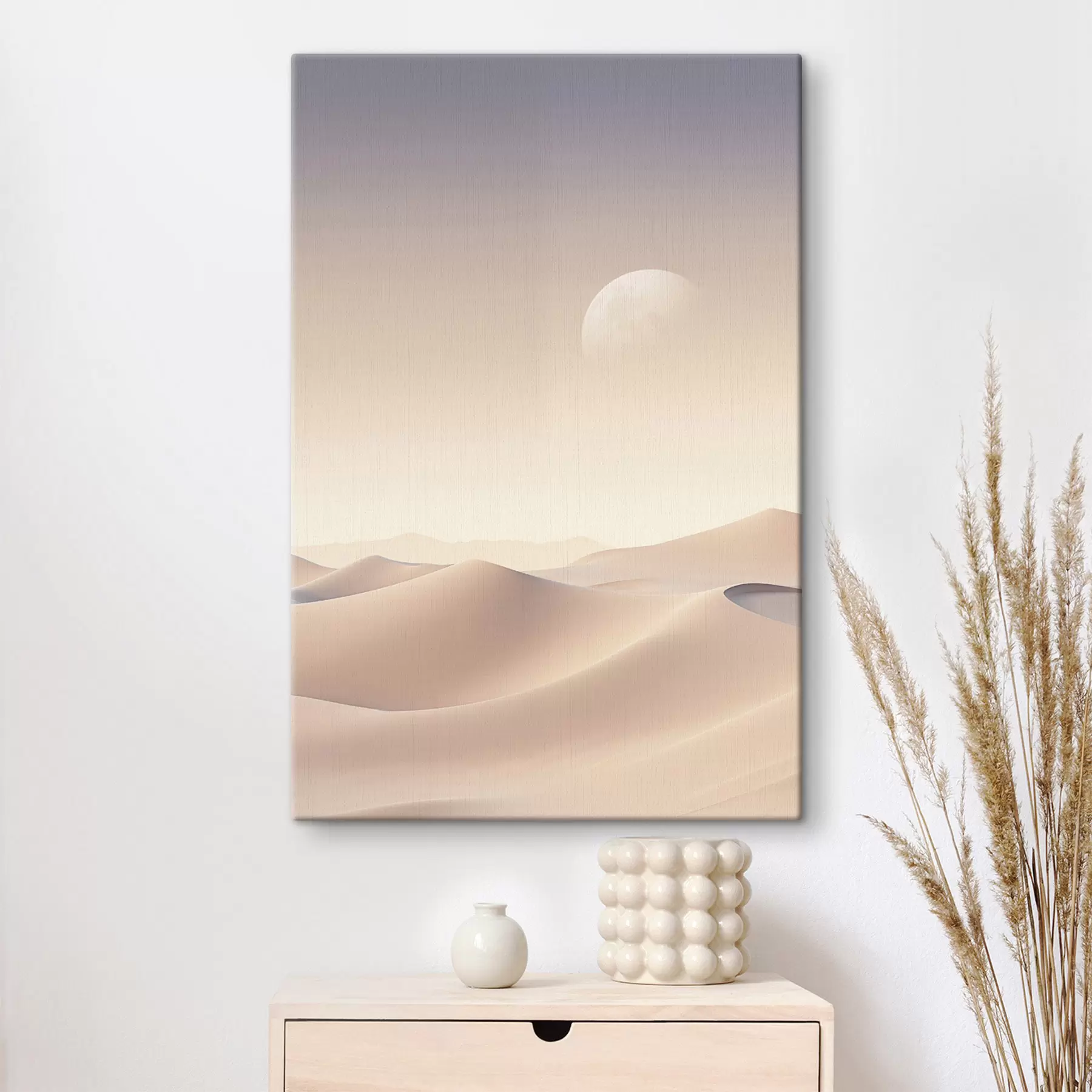 murales Un paisaje desértico con dunas onduladas bajo un cielo de suaves tonos pastel, con montañas lejanas al fondo. s47866