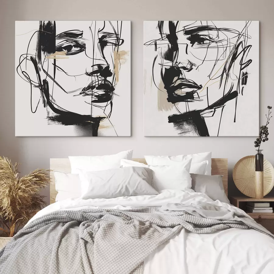 wall murals Minimalist portraits of a man and a woman m30066