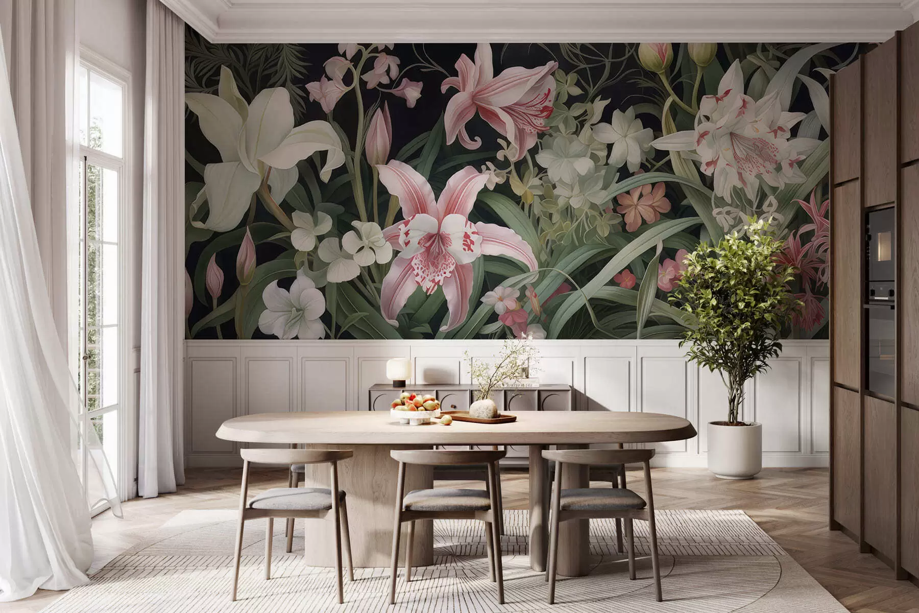 Wall Mural Photo Wallpaper Fantastic flowers on a dark background w05278