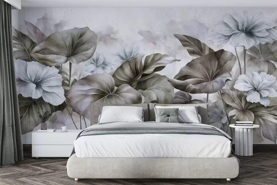 wall murals Grunge painted lotus w05282