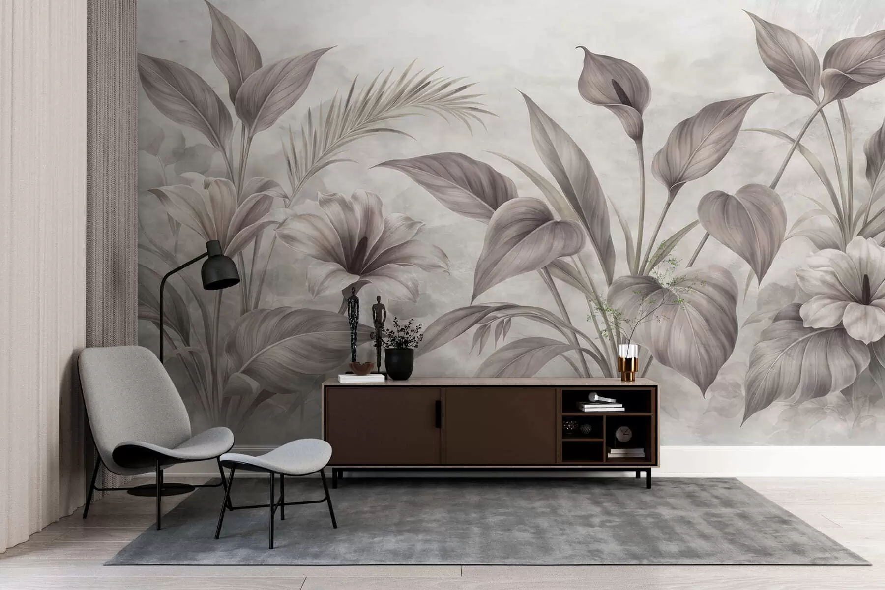 wall murals Flowers and leaves w05287
