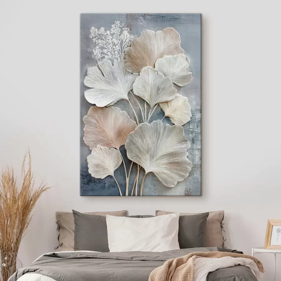 wall murals Abstract floral composition in a beige-blue palette s47963