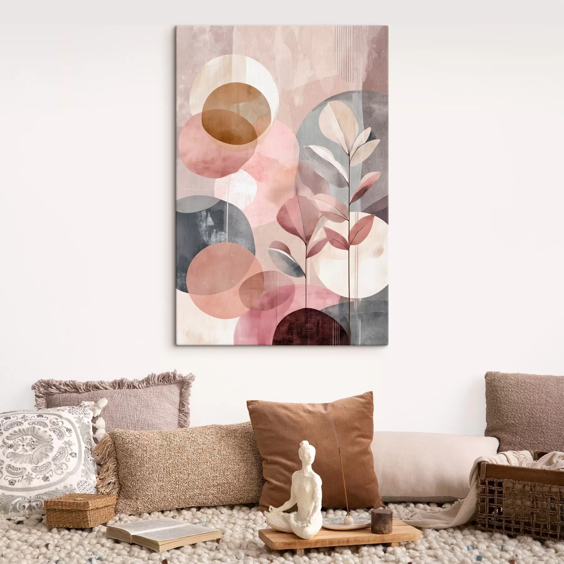 wall murals Abstract composition with circles in a terracotta-pink palette s47977