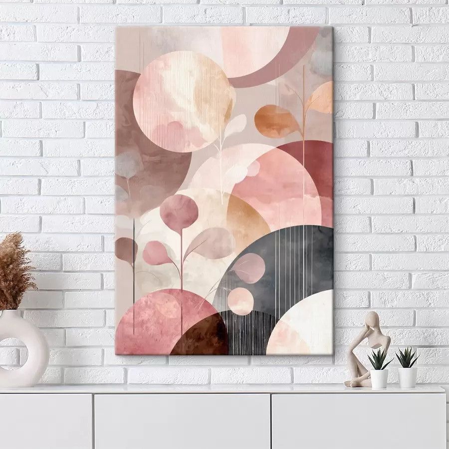 wall murals Composition of translucent circles and stylized branches s47978