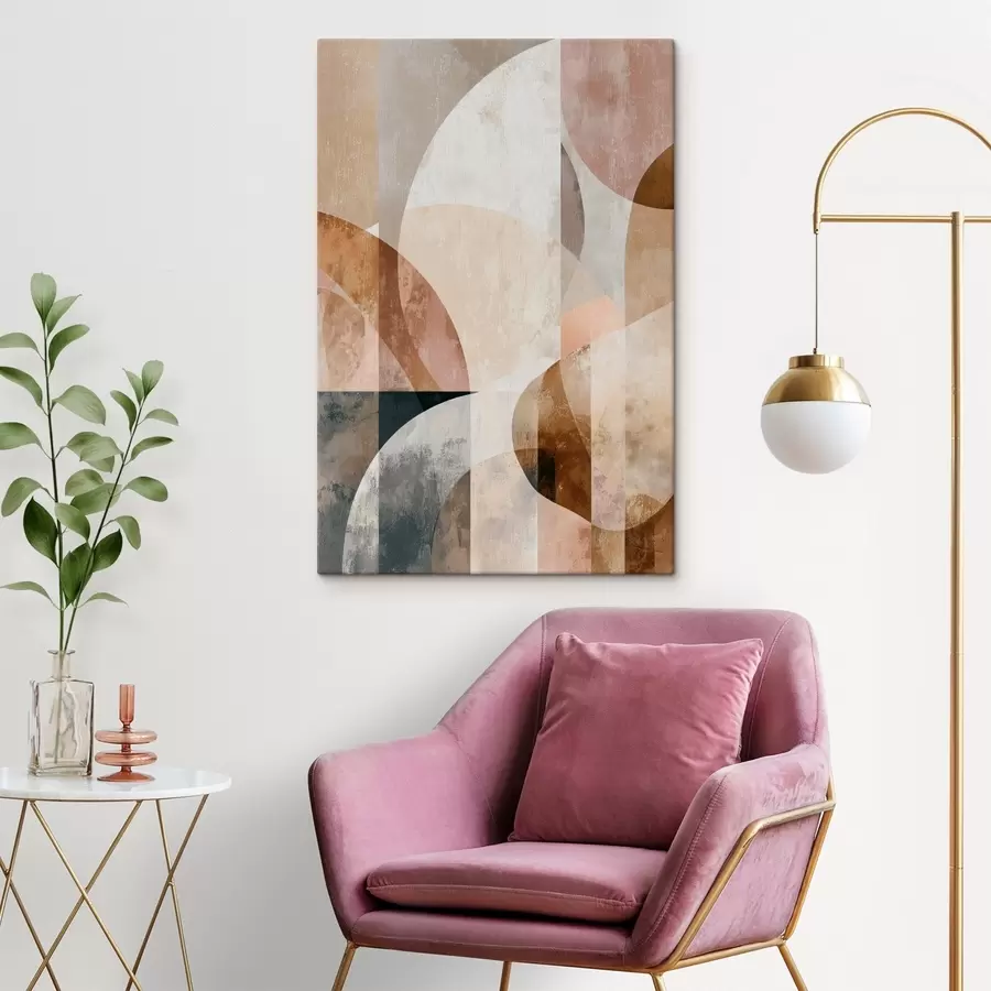 murales Composición moderna con formas circulares y trazos verticales. s47980