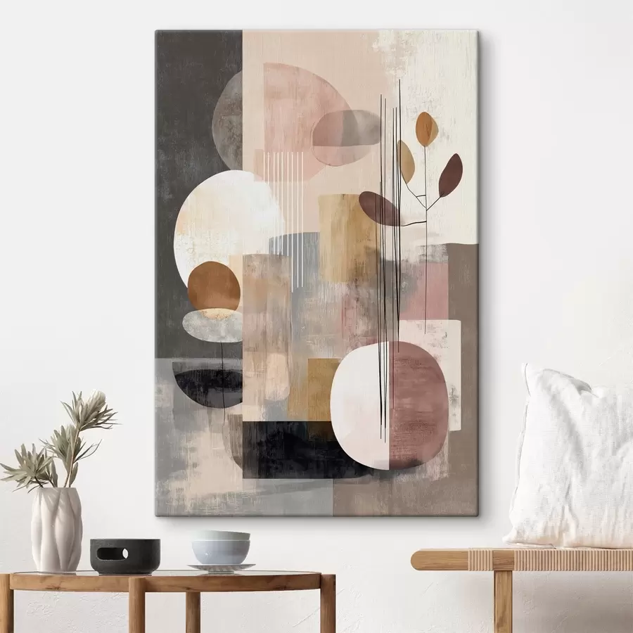 wall murals Collage with botanical elements in a digital painting style s47981