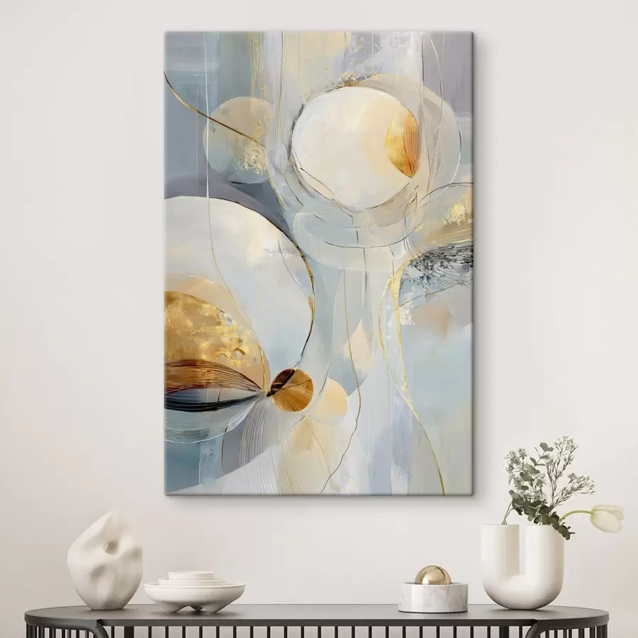 wall murals Layered artistic artwork in a cool color palette s47982