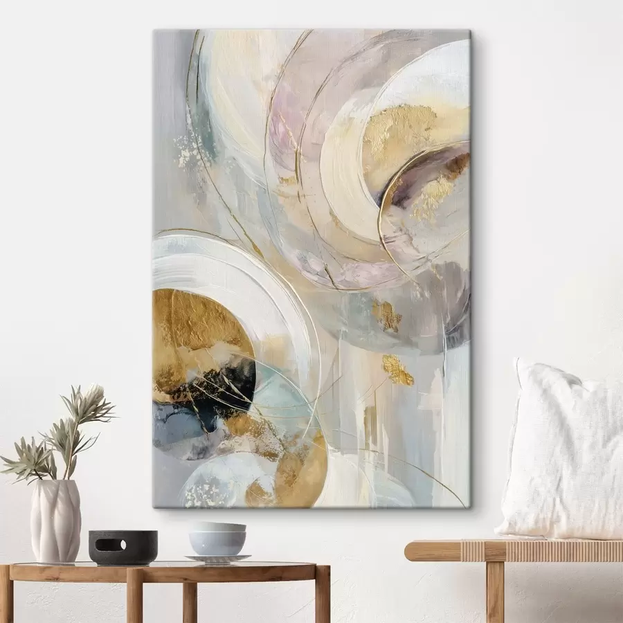 wall murals Composition with layered circular elements and paint strokes s47983