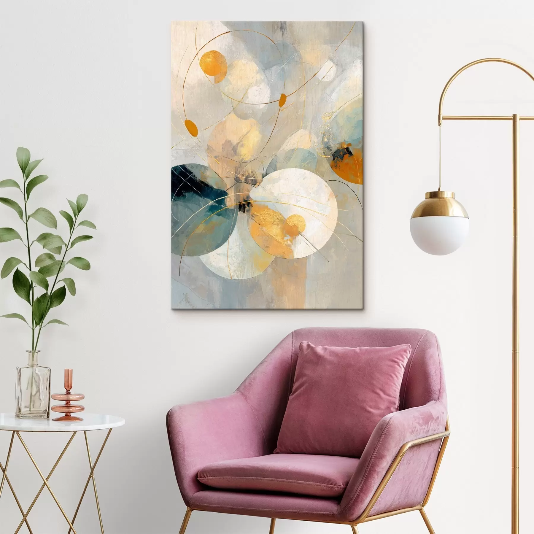 wall murals Composition of translucent spheres and textured spots s47985