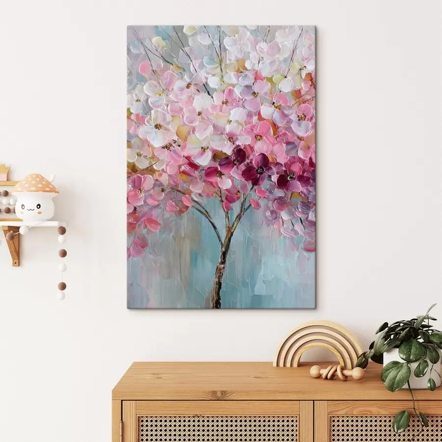 wall murals Delicate pink blossoms against a clear sky s47988