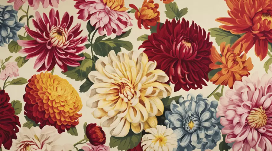 Wall Mural Photo Wallpaper Dahlias in color waltz w05306