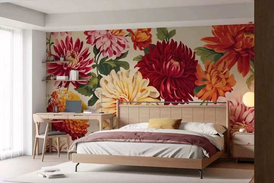 Wall Mural Photo Wallpaper Dahlias in color waltz w05306