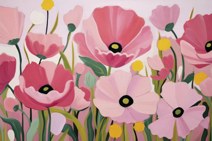 peintures murales Pavots succulents w05316