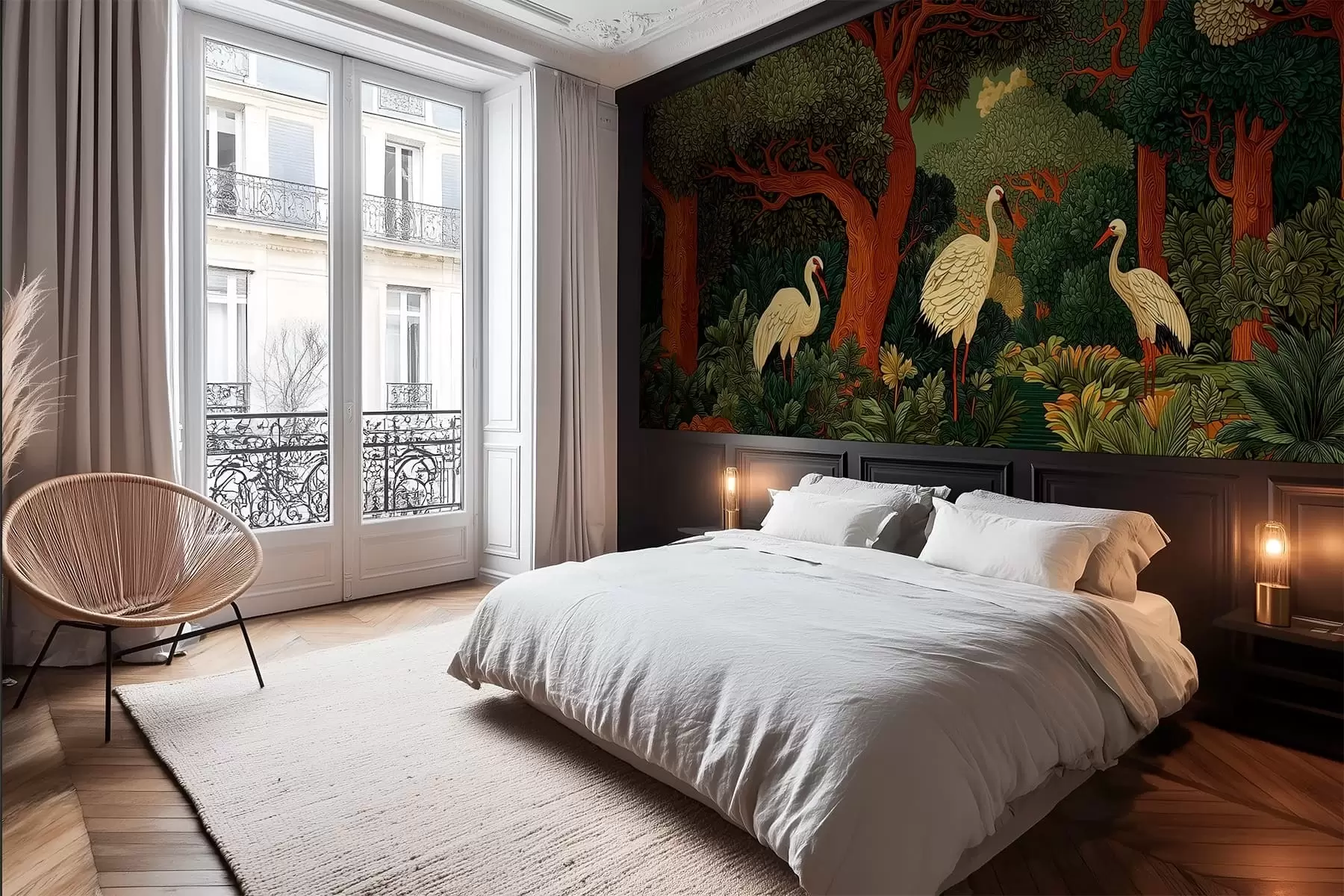 murales Bosque con grullas w05259