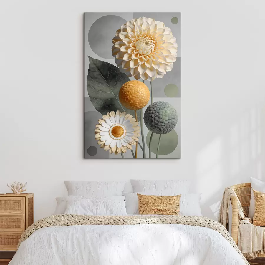 wall murals Large abstract flowers with geometric elements s48178