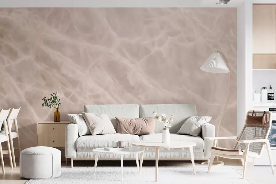 wall murals Elegant abstract artwork in a beige palette with a marble imitation w09684