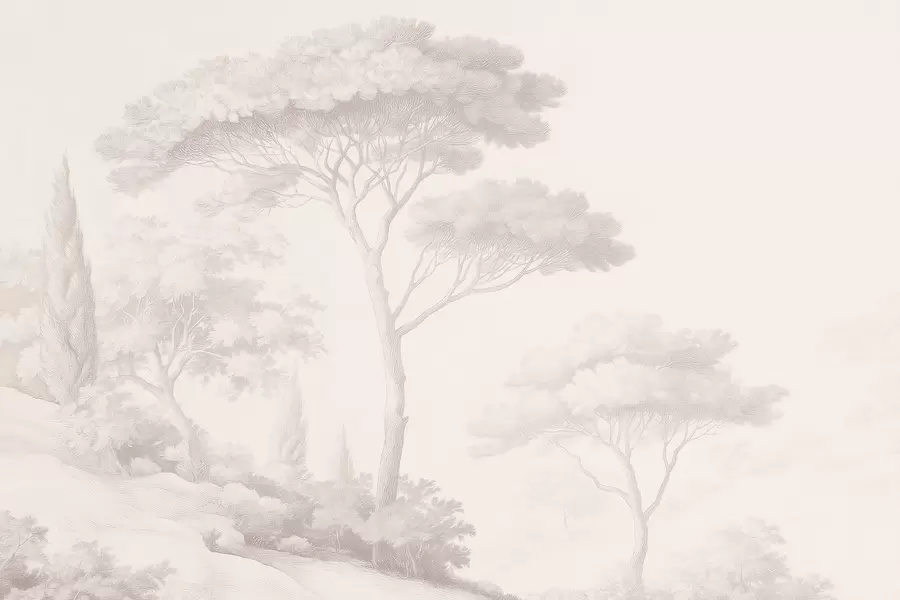 wall murals Calm forest landscape in a beige color palette w09685