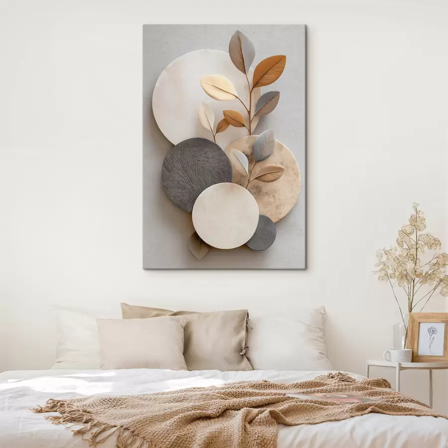 murales Círculos y ramas de hojas s48223