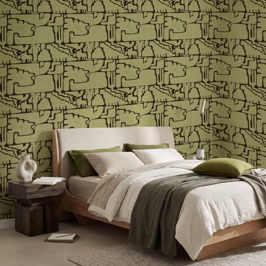 peintures murales Motif abstrait avec lignes sombres a01122v1