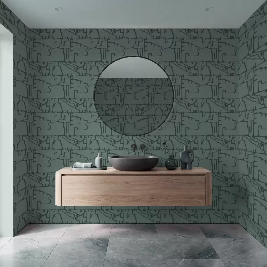 peintures murales Motif abstrait dans les tons bleu sarcelle a01122v3