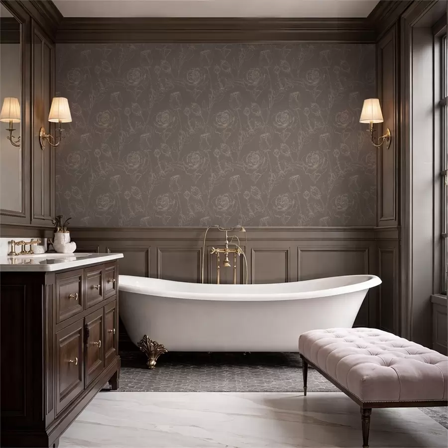 peintures murales Motif rose foncé sur fond marron a01124v1