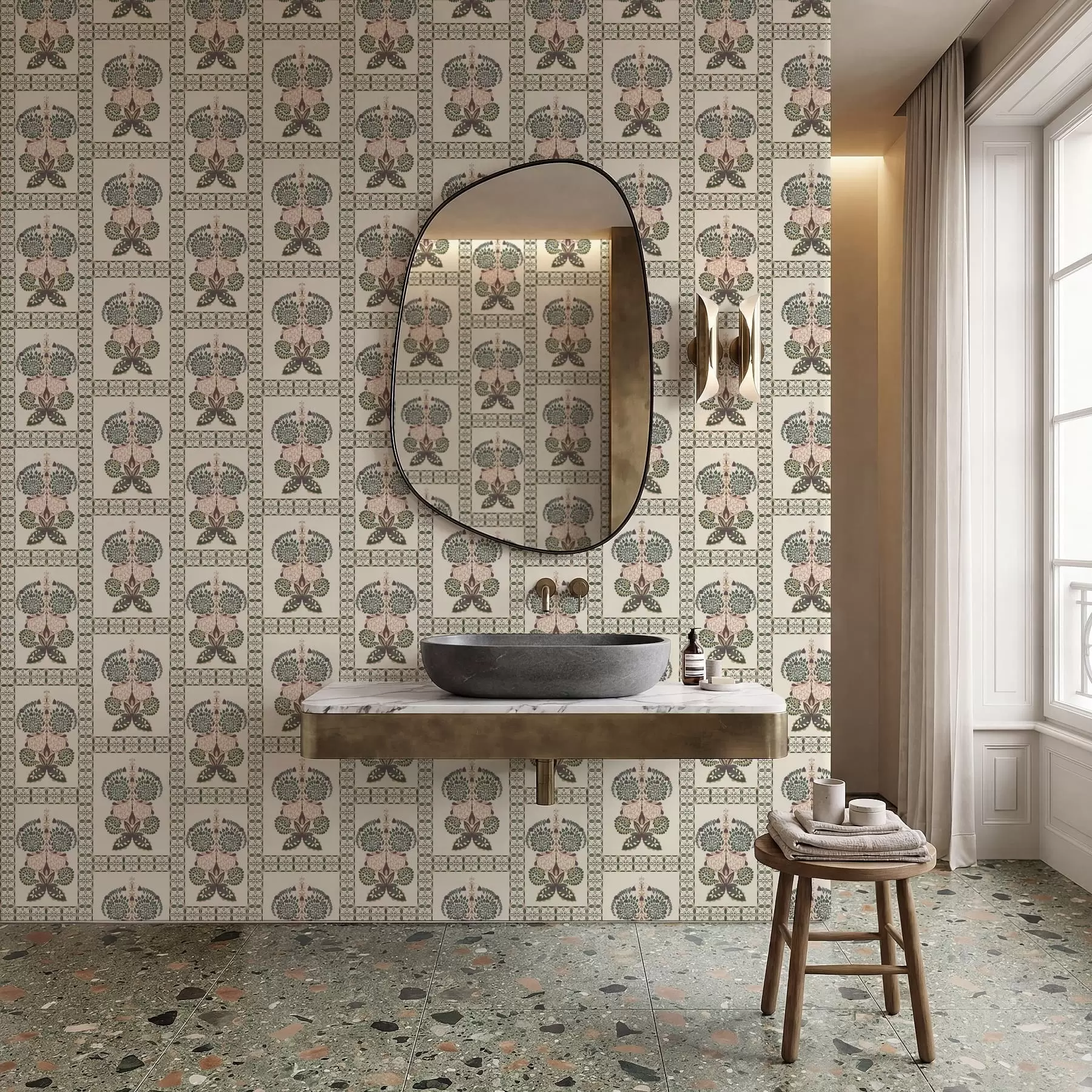 murales Motivo decorativo con mariposas y flores a01125