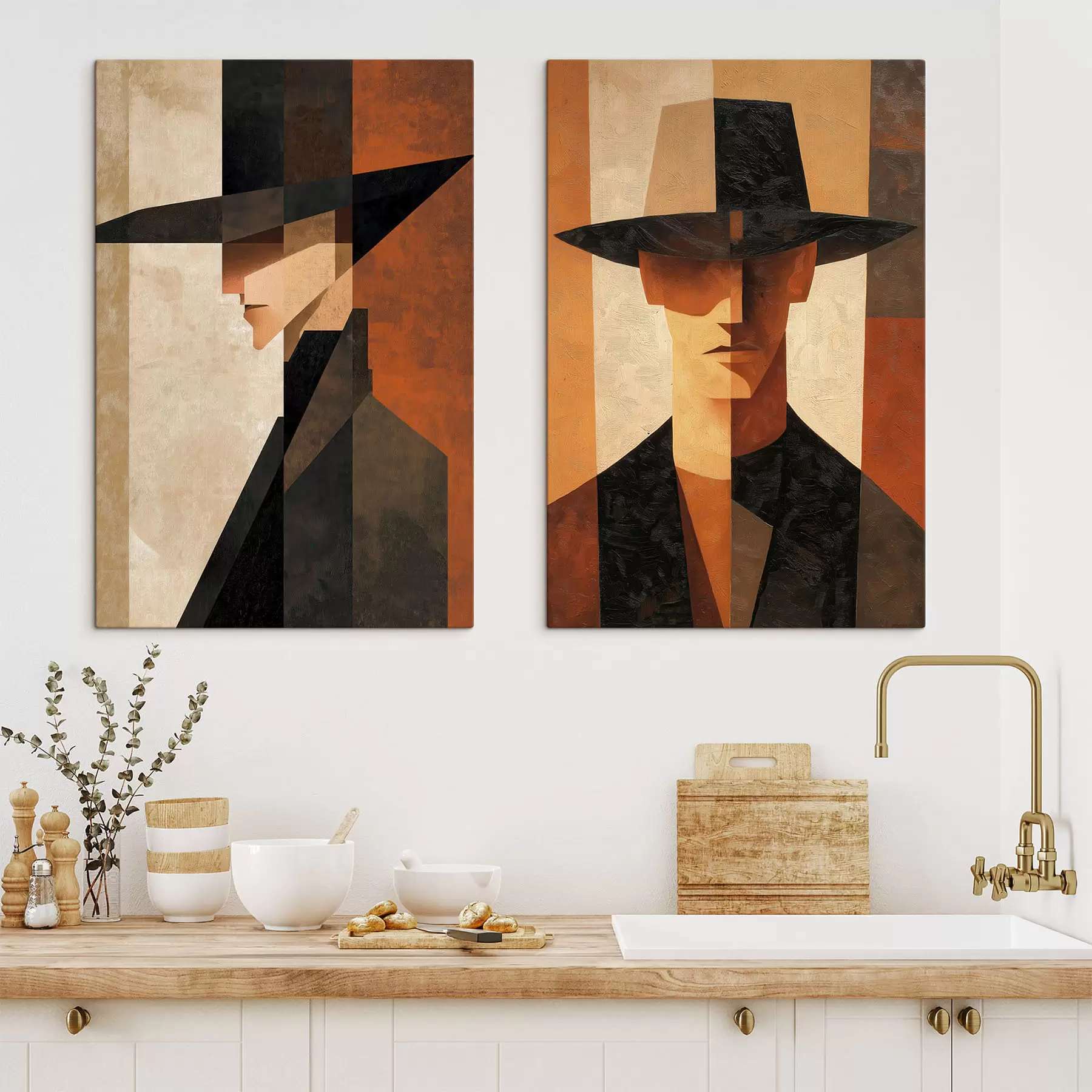 wall murals Geometric portrait of a man in a hat m30157