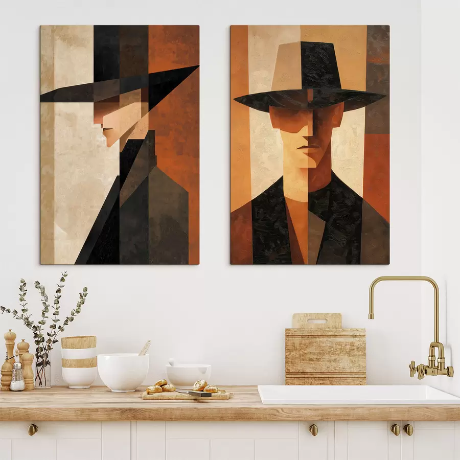 murales Retrato geométrico de un hombre con sombrero m30157