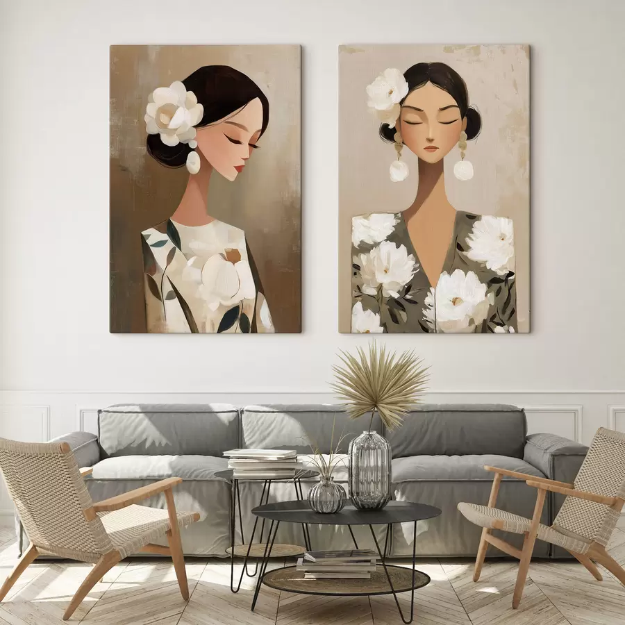 wall murals Female portrait with a white flower in her hair m30164