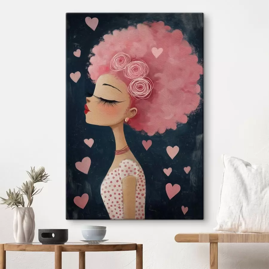 murales Chica con el pelo rosa s48226
