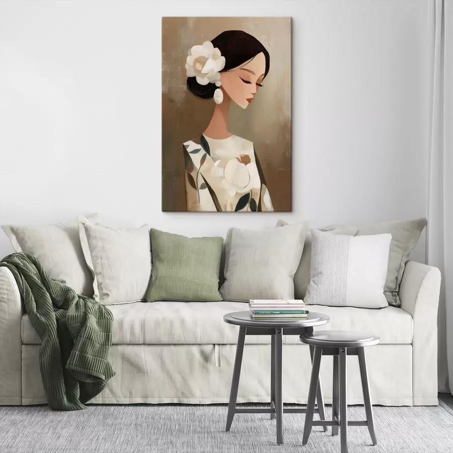 murales Chica con flores en el pelo s48232