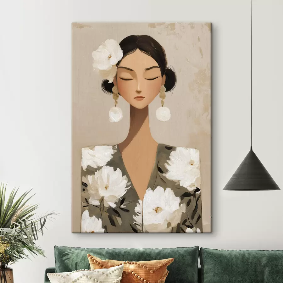 wall murals Girl with flowers in her hair s48233