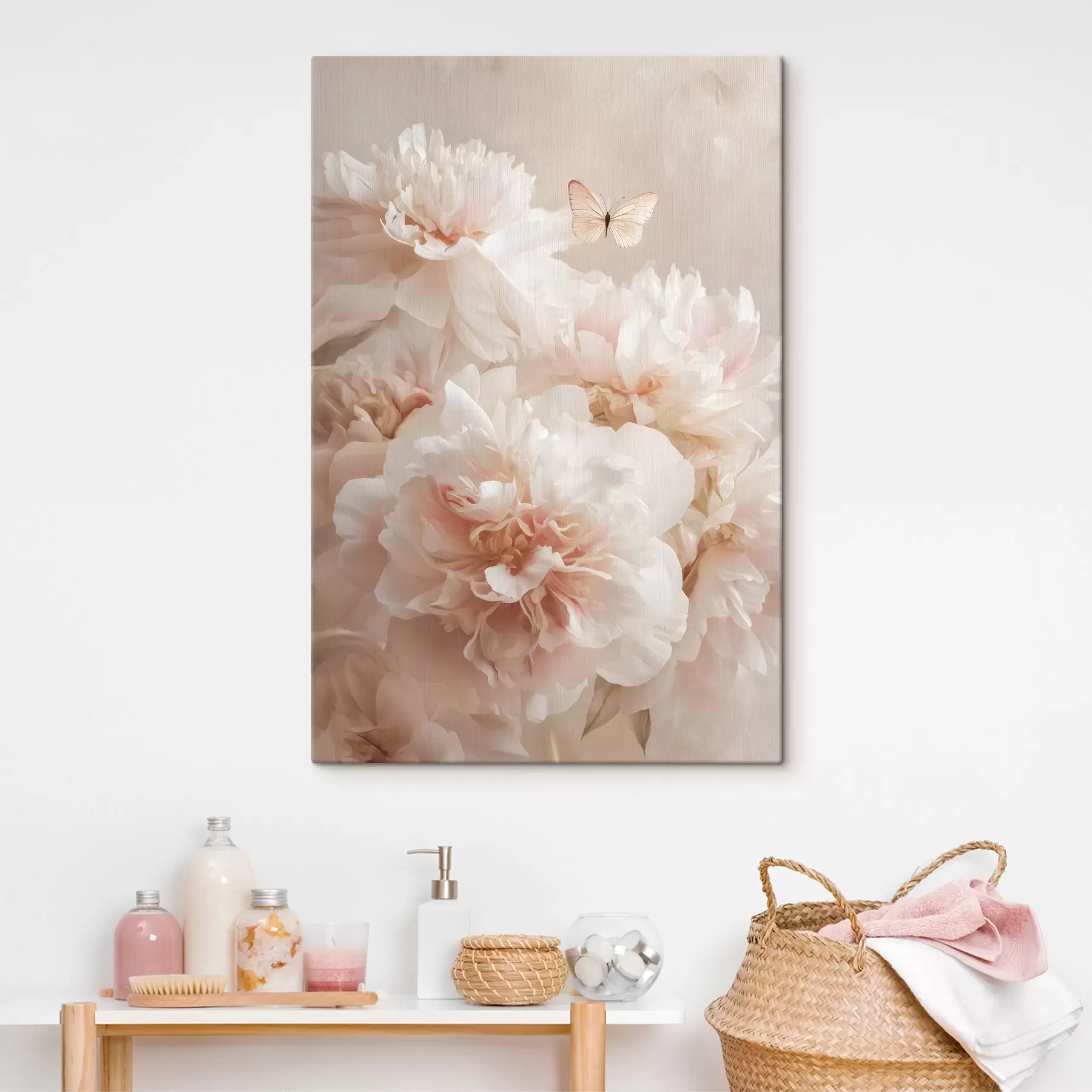wall murals lush pink peonies with a butterfly s47954