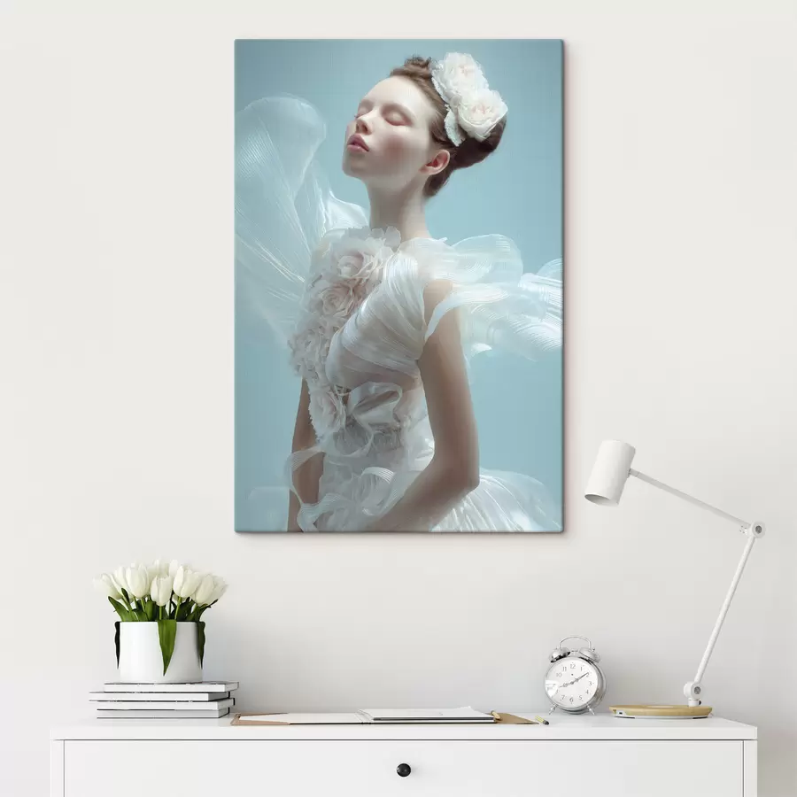 murales una chica delicada con un vestido blanco s48287