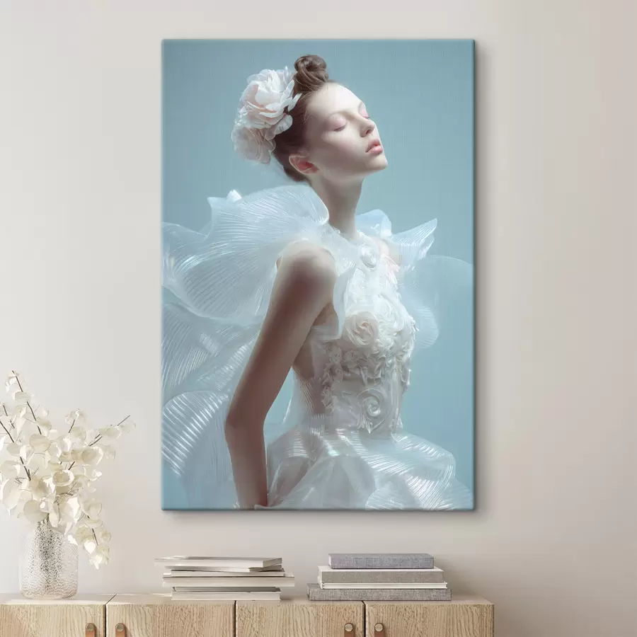 murales una chica delicada con un vestido blanco s48288